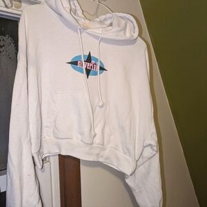 Levi's Silver Tab White Cropped Logo Graphic Hoodie Sweatshirt Size XL NWT